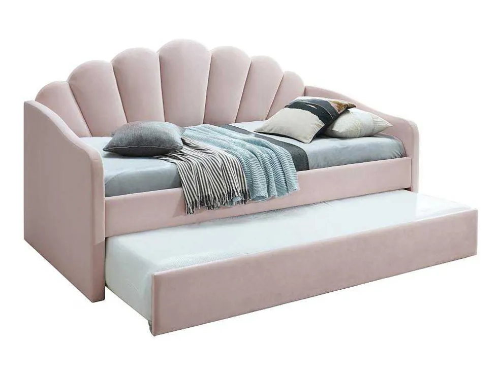 Uitschuifbaar Bed 2 X 90 X 190 Cm - Velours - Roze - Elusia