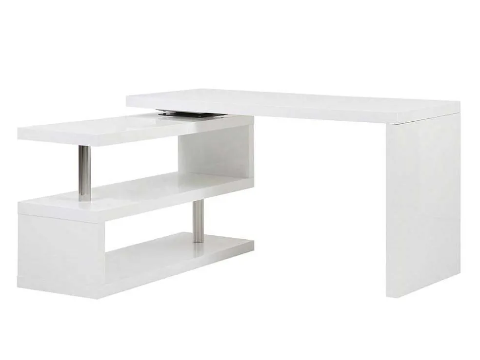 Uitschuifbaar Bureau Nicephore Ii - Wit Gelakt Mdf - Draaiend Blad 360°