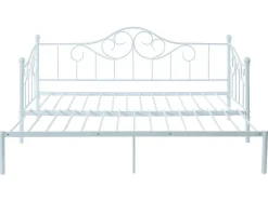 Uitschuifbare Bedbank Sebille - Metaal - 2 X 90 X 200 Cm Of 180 X 200 Cm - Wit - Optie Matras