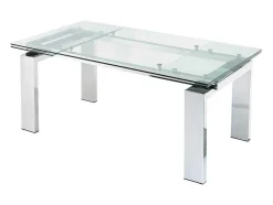 Uitschuifbare Eettafel Lubana - Gehard Glas En Metaal - 8 Tot 10 Personen