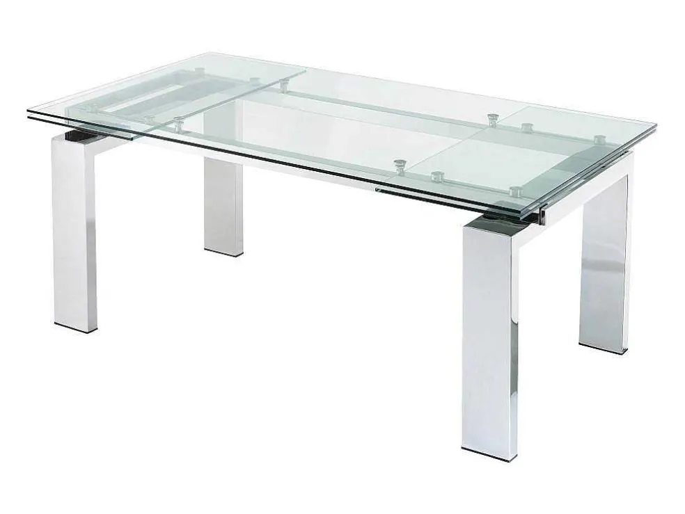 Uitschuifbare Eettafel Lubana - Gehard Glas En Metaal - 8 Tot 10 Personen