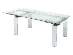 Uitschuifbare Eettafel Lubana - Gehard Glas En Metaal - 8 Tot 10 Personen