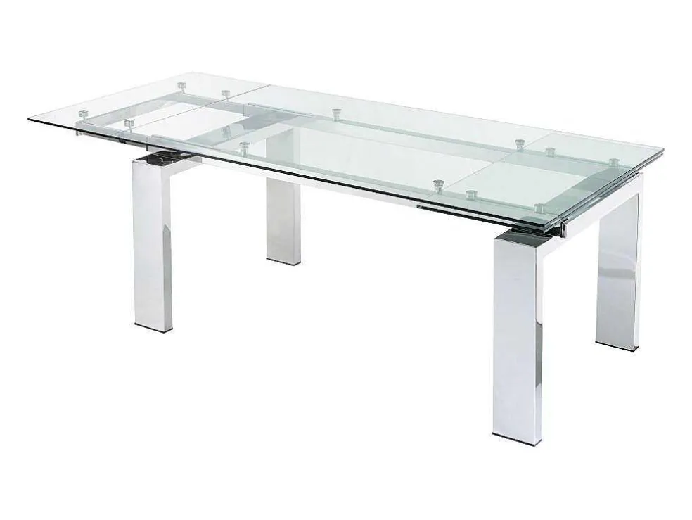 Uitschuifbare Eettafel Lubana - Gehard Glas En Metaal - 8 Tot 10 Personen