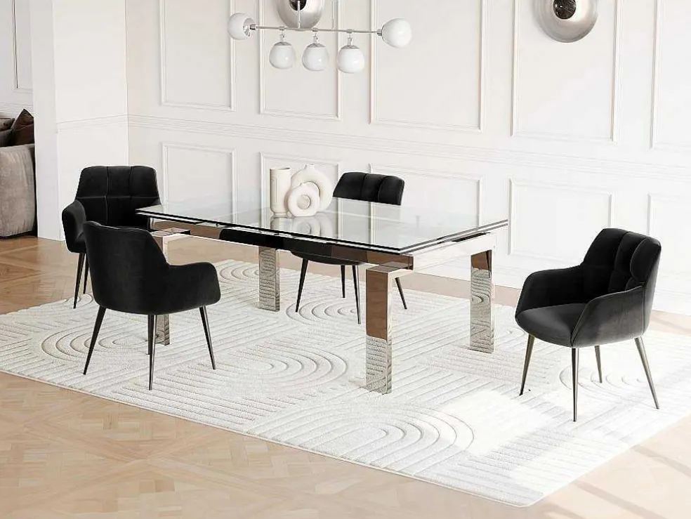 Uitschuifbare Eettafel Lubana - Gehard Glas En Metaal - 8 Tot 10 Personen