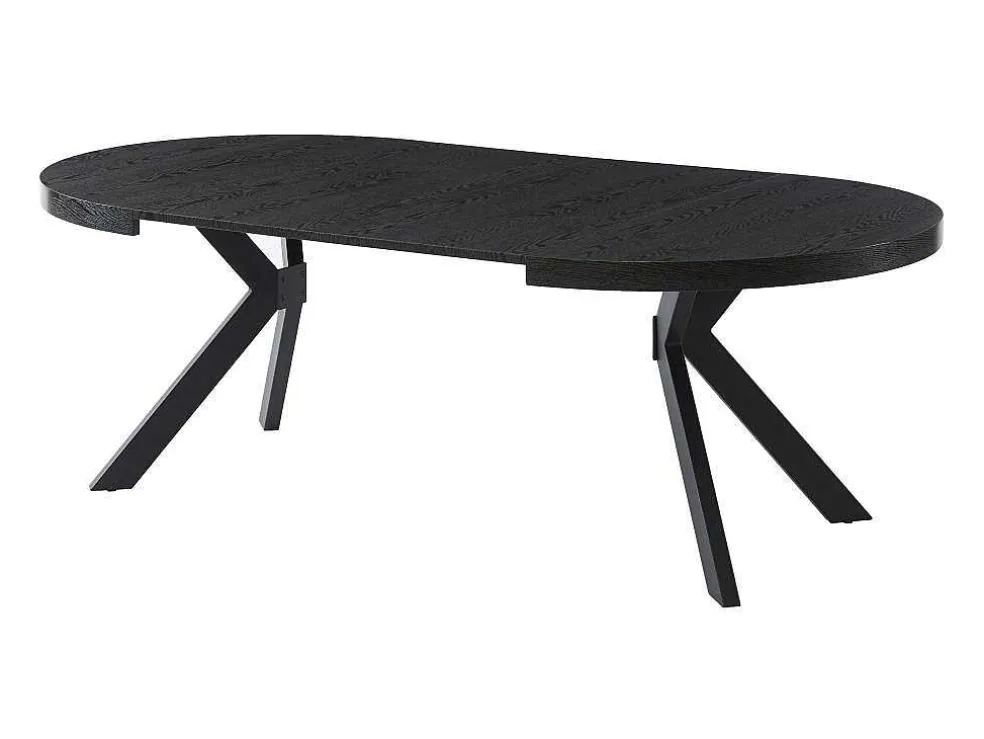 Uitschuifbare Eettafel 4 Tot 8 Personen Mdf En Staal Zwart Komoni