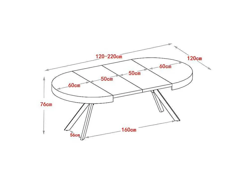Uitschuifbare Eettafel 4 Tot 8 Plaatsen Van Mdf En Staal - Naturel En Zwart - Komoni