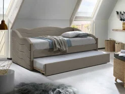 Uitschuifbare Slaapbank 2 X 90 X 190 Cm - Velours - Beige - Lenvia