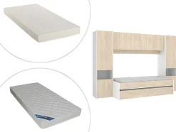Uitschuifbed Met Ingebouwde Kasten Selena - 90 X 190Cm - Eiken & Wit + Matras