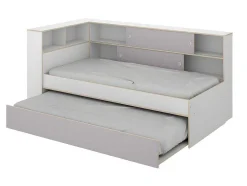Uitschuifbed Met Slaaplade - 90 X 200 En 90 X 190 Cm - Wit En Grijs - Losiana