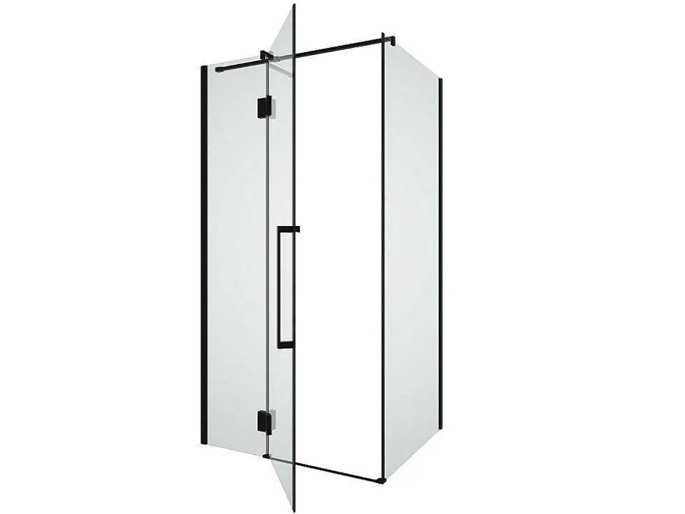 Vast Douchescherm Met Matzwarte Taatsdeur In Industriele Stijl - 80 X 100 X 190 Cm - Princeton