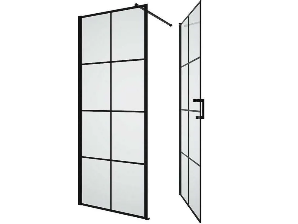 Vast Douchescherm Met Matzwarte Taatsdeur - 80 X 80 X 190 Cm - Caparica