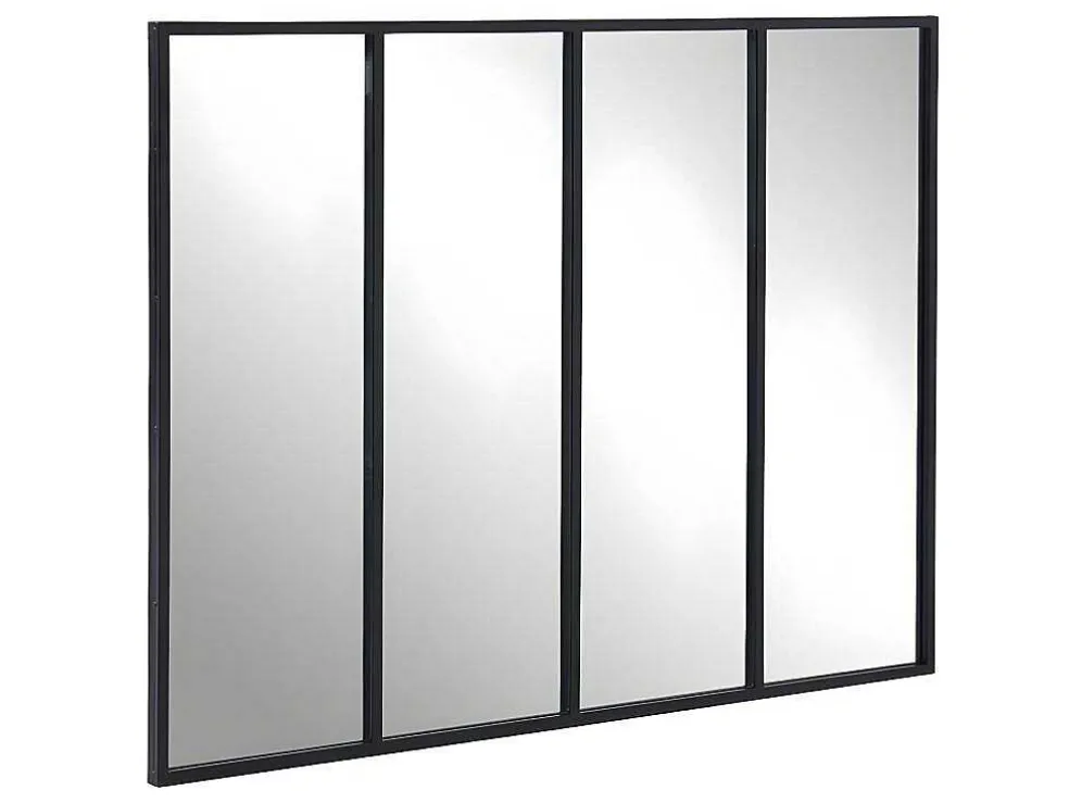 Vensterspiegel Industriele Stijl Dudley - Ijzer - 4 Delen - H120 X B90 Cm