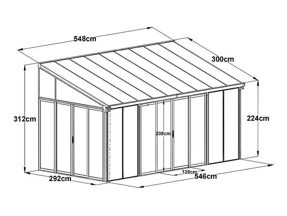 Veranda Van Aluminium En Polycarbonaat Met Uv-Bescherming - 15,8 M - Antraciet - Mathilda
