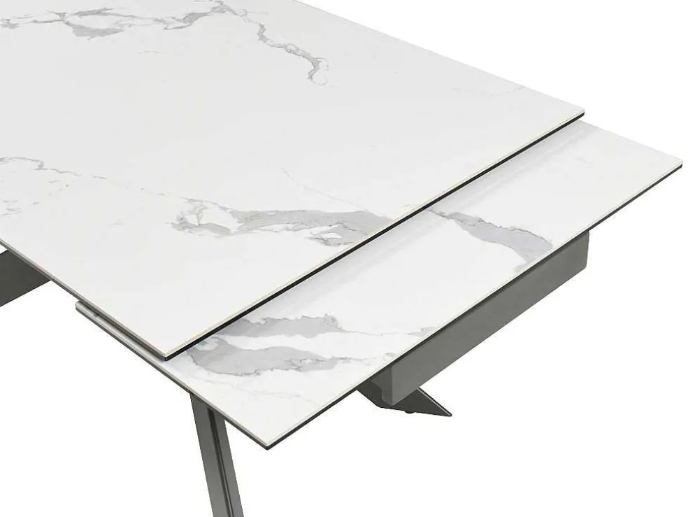 Verlengbare Eettafel 6 Tot 10 Plaatsen Van Keramiek En Metaal - Wit Marmereffect En Antraciet - Corema Van Pascal Morabito