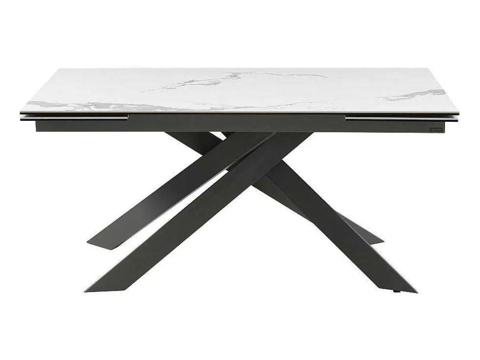 Verlengbare Eettafel 6 Tot 10 Plaatsen Van Keramiek En Metaal - Wit Marmereffect En Antraciet - Corema Van Pascal Morabito