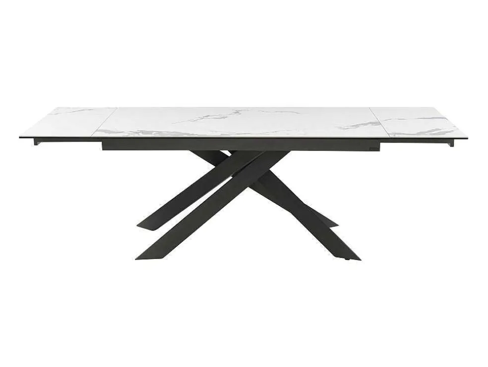 Verlengbare Eettafel 6 Tot 10 Plaatsen Van Keramiek En Metaal - Wit Marmereffect En Antraciet - Corema Van Pascal Morabito