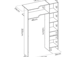 Verstelbare Kledingkast Dorian - L164/234 Cm - Eiken En Antraciet