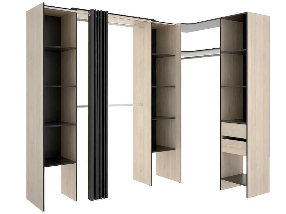 Verstelbare Kledingkast Dorian - L164/234 Cm - Eiken En Antraciet