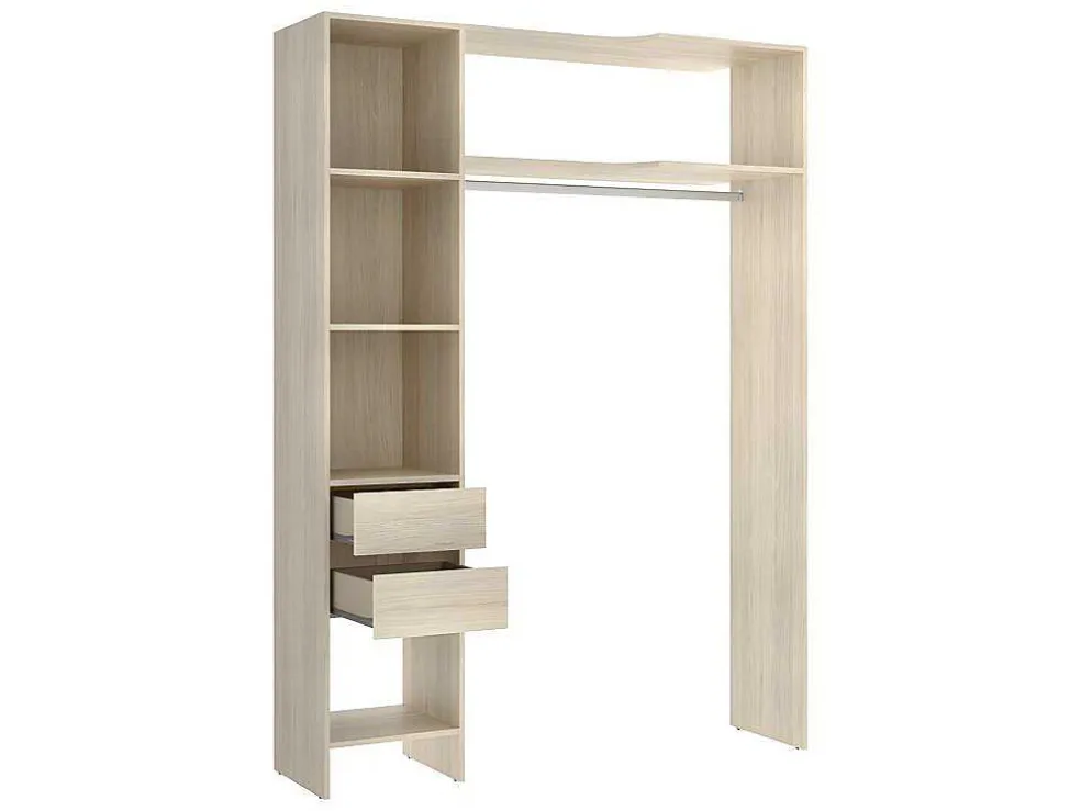 Verstelbare Kledingkast Gontran - L164 / 214 Cm - Eiken En Grijs
