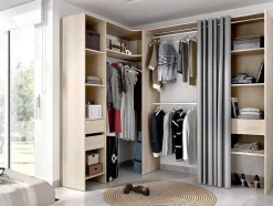 Verstelbare Kledingkast Gontran - L164 / 214 Cm - Eiken En Grijs