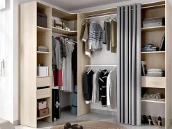 Verstelbare Kledingkast Gontran - L164 / 214 Cm - Eiken En Grijs