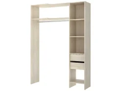 Verstelbare Kledingkast Gontran - L164 / 214 Cm - Eiken En Grijs