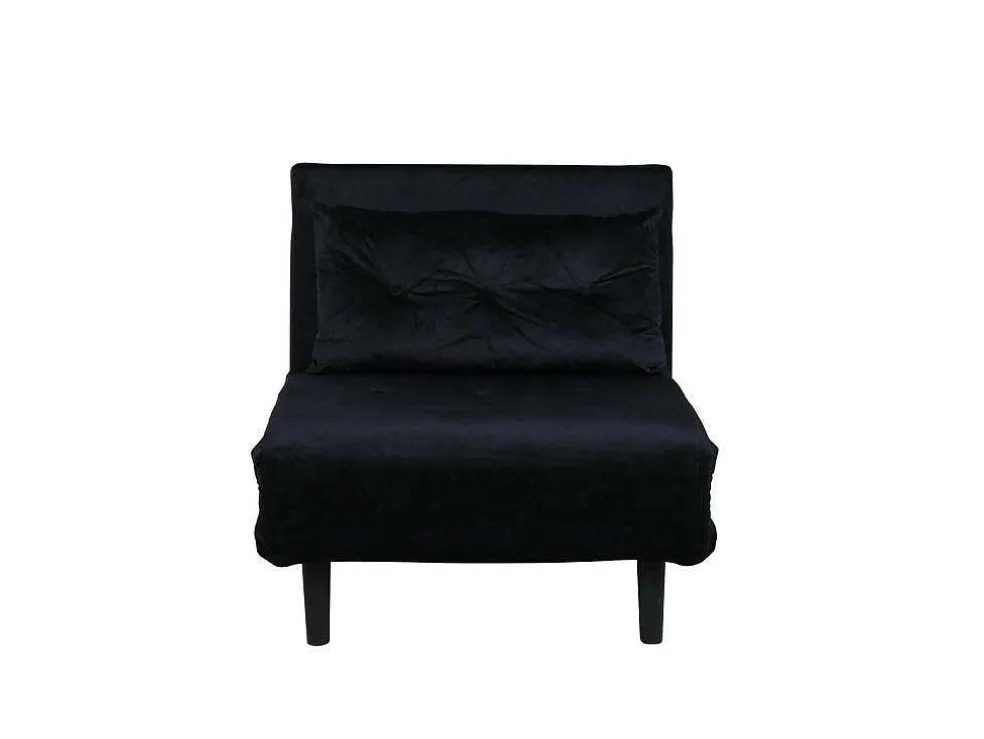 Vicky Slaapbank ,Fauteuil Velours Zwart.