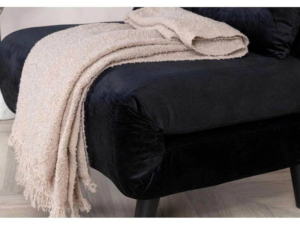 Vicky Slaapbank ,Fauteuil Velours Zwart.