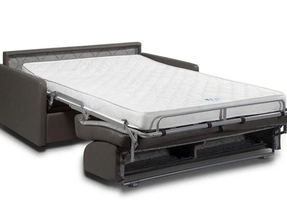 Vierzits Express-Bedbank Van Kunstleer Calife - Grijs - Slaapafmeting 160 Cm