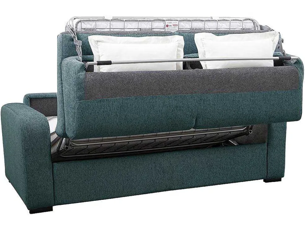 Vierzits Express Slaapbank - Stof - Blauw - Matras 14 Cm - Bevis