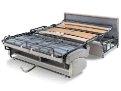 Vierzits Express Slaapbank Van Stof Vizir - Grijs - Slaapafmeting Met Brede Latten 160 Cm - Matras 18 Cm