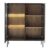 Vitrinekast Met 2 Deurtjes Met Ledverlichting Van Mdf En Gerookt Glas - Zwart En Naturel - Ovila