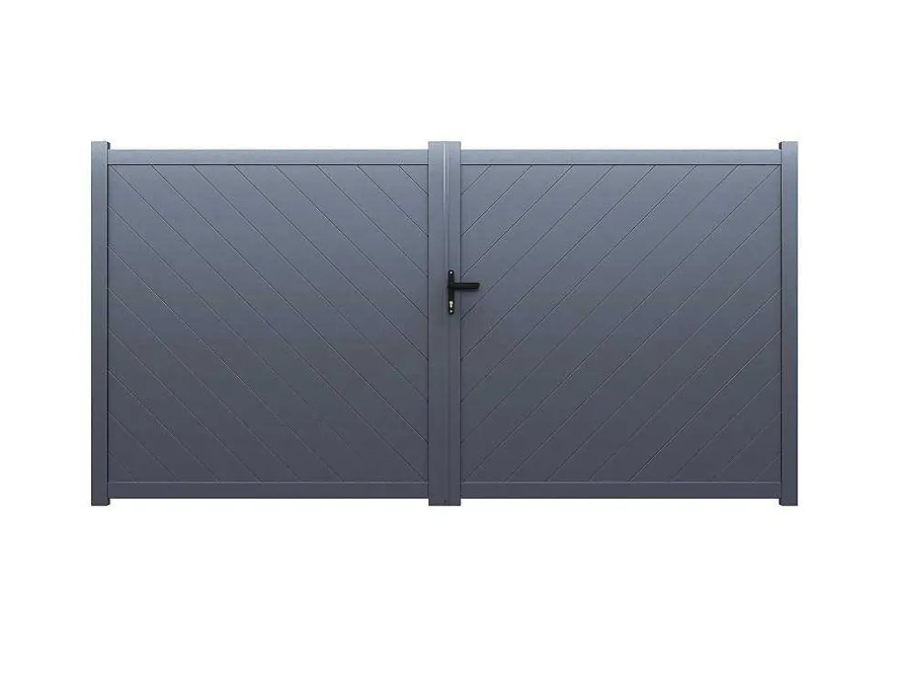 Vleugelpoort - Vol Aluminium - L350 X H180 Cm - Antraciet - Zerano
