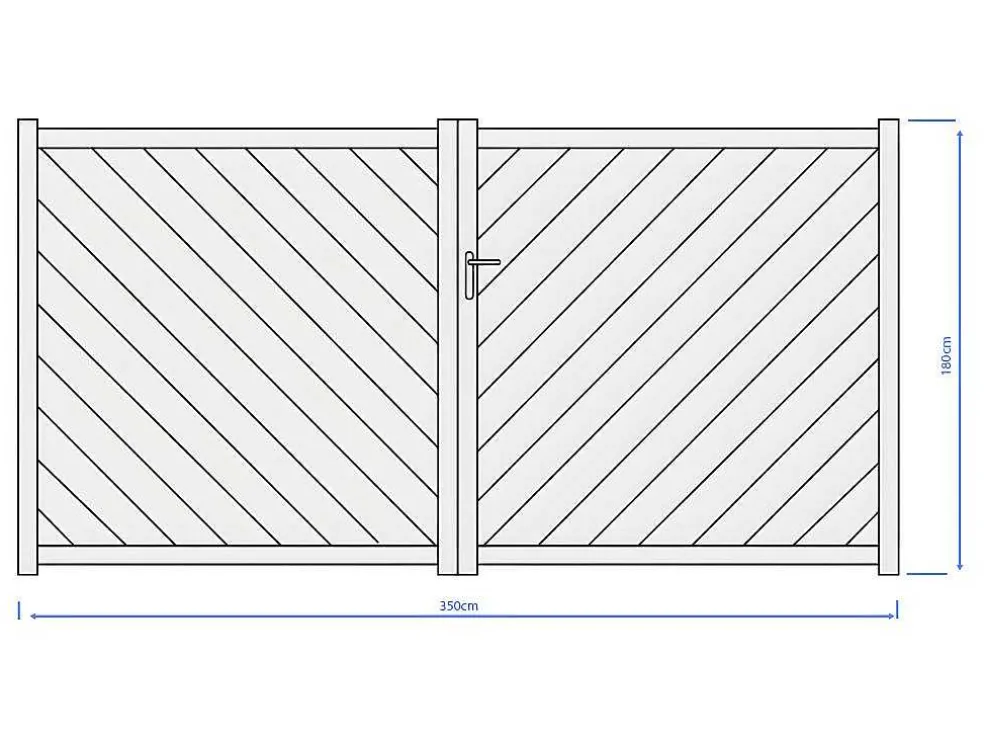 Vleugelpoort - Vol Aluminium - L350 X H180 Cm - Antraciet - Zerano