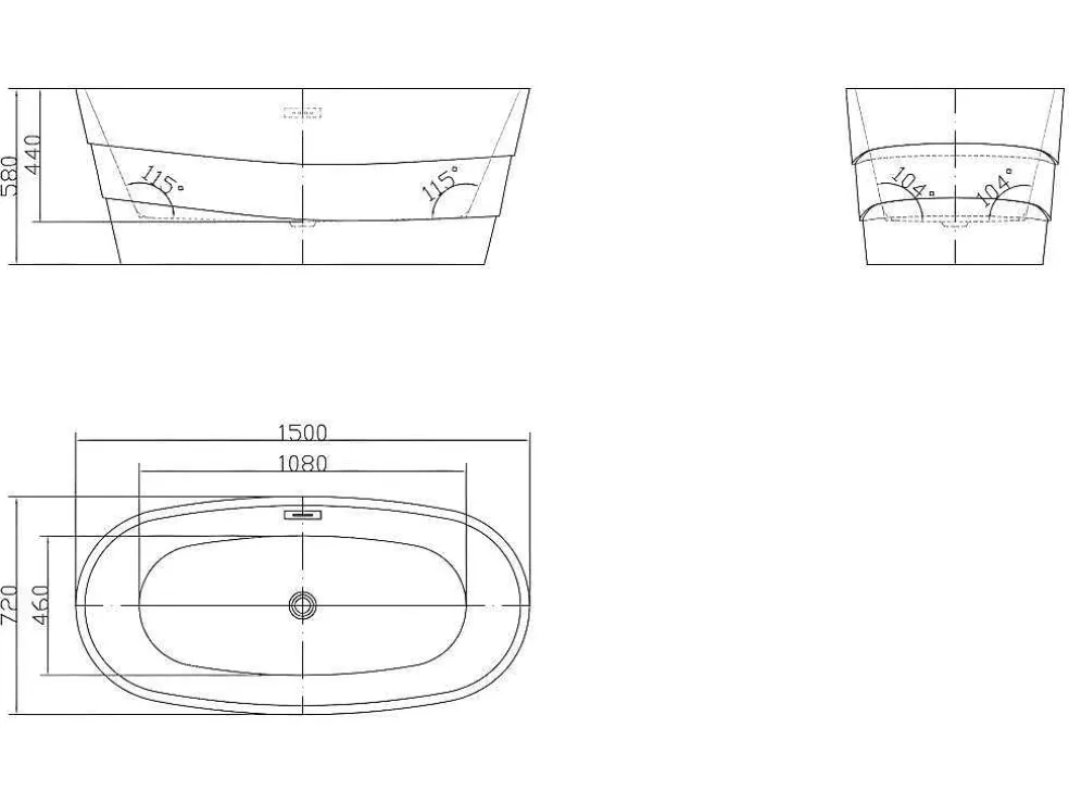 Vrijstaand Designbad - 200 L - 150 X 72 X 58 Cm - Wit - Dominika