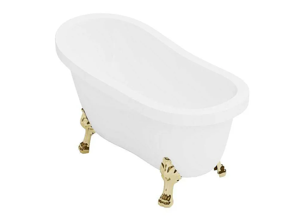 Vrijstaand Retrobad Met Gouden Leeuwenpoten - 200 L - 145 X 74 X 77 Cm - Wit - Nisos Ii