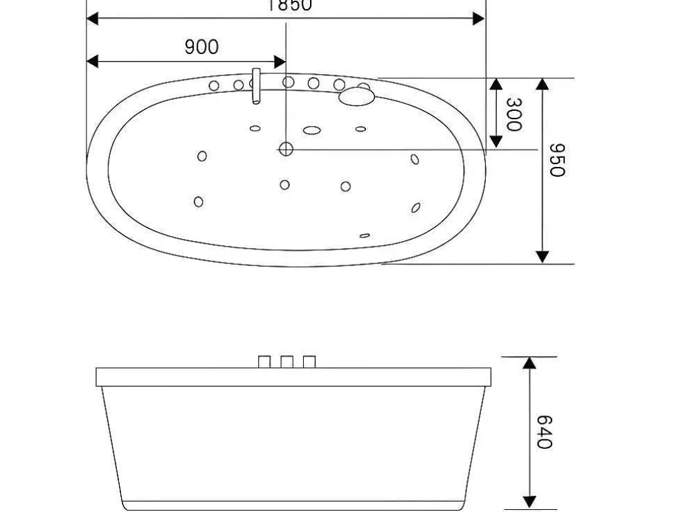 Vrijstaand Wit Ovaal Whirlpoolbad 185 X 95 Cm 10 Jets Perlie