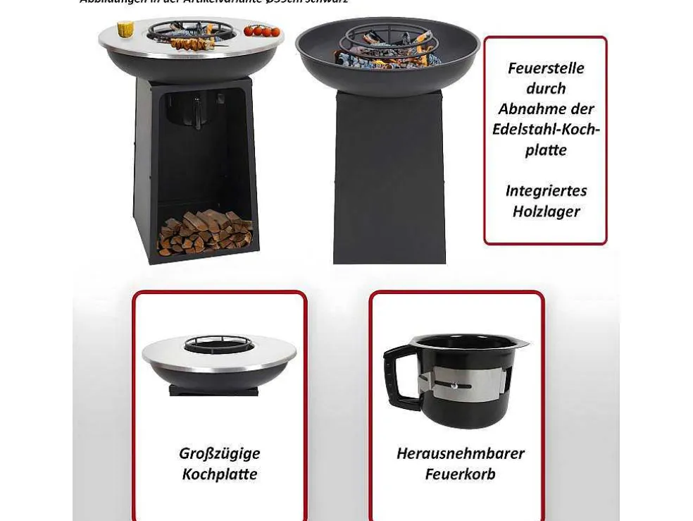 Vuurschaal Met Grillplaat Mcw-K97, O66Cm Zwart