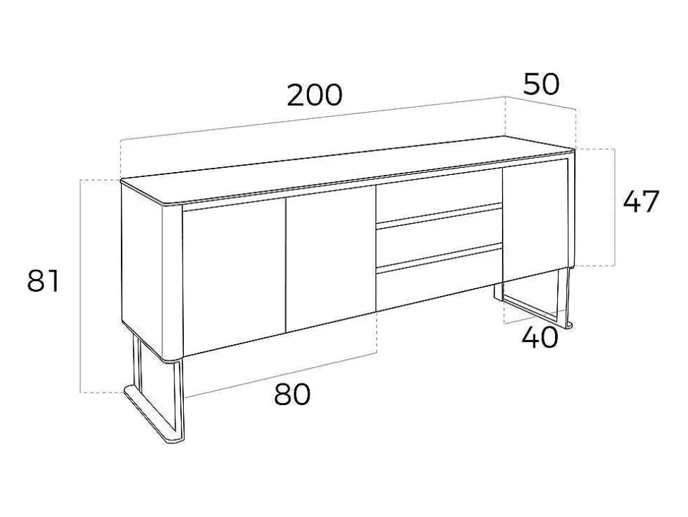 Walnoot Dressoir Met Zwart Glazen Blad 3060 Angel Cerda