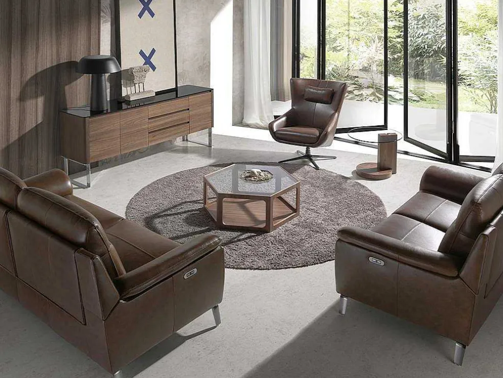 Walnoot Dressoir Met Zwart Glazen Blad 3060 Angel Cerda