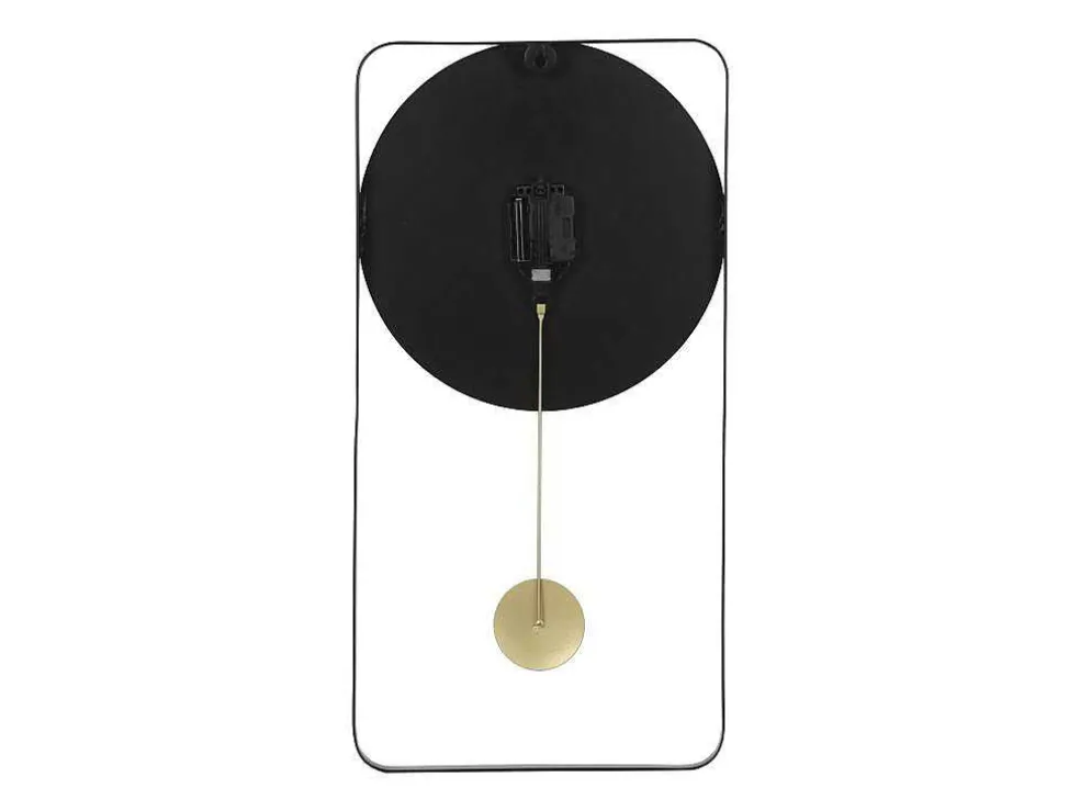 Wandklok Van Metaal - L31X H60 Cm - Zwart En Goudkleurig - Fastina