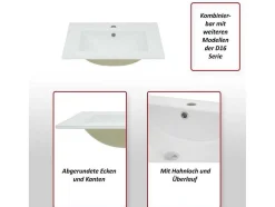 Wastafel Mcw-D16, 61Cm 30Mm Rand