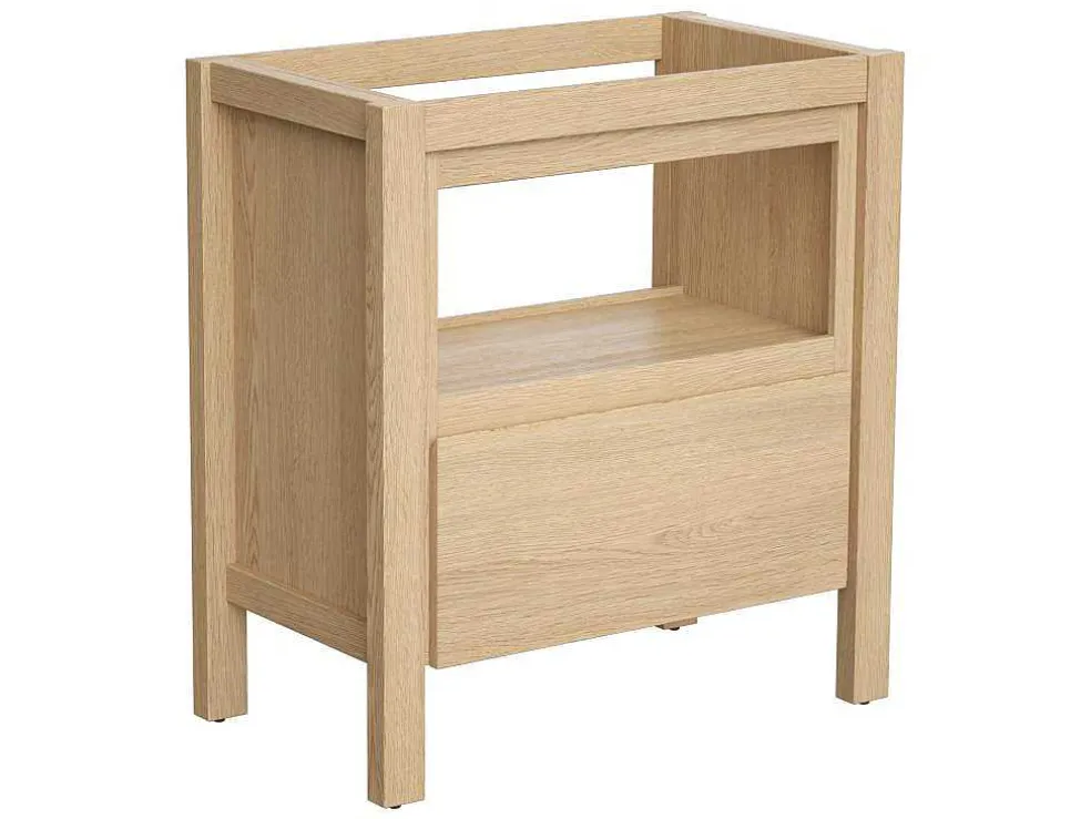 Wastafelmeubel Met Opbergvak - Eikenfineer - 80 Cm - Cosmoti