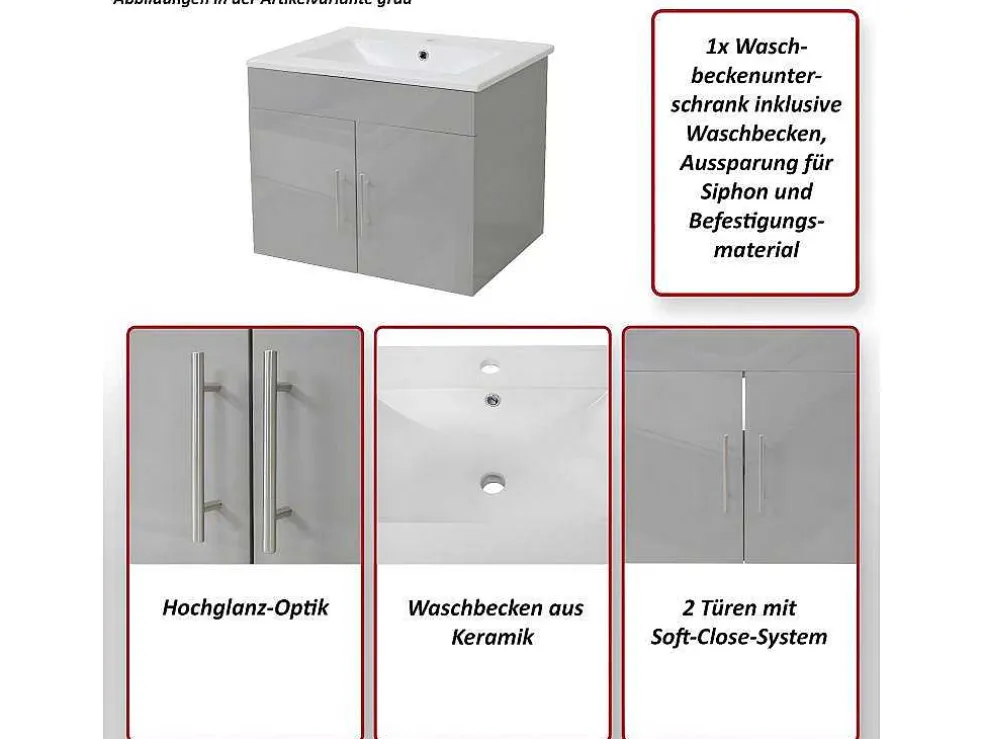 Wastafel + Wastafelmeubel Mcw-D16, Wit