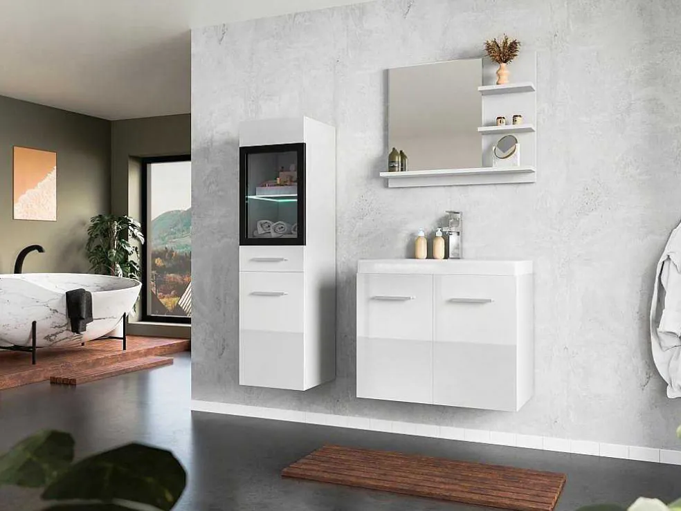 Witte Badkamerkolom Met Leds - L30 X B30 X H109 Cm - Laurine