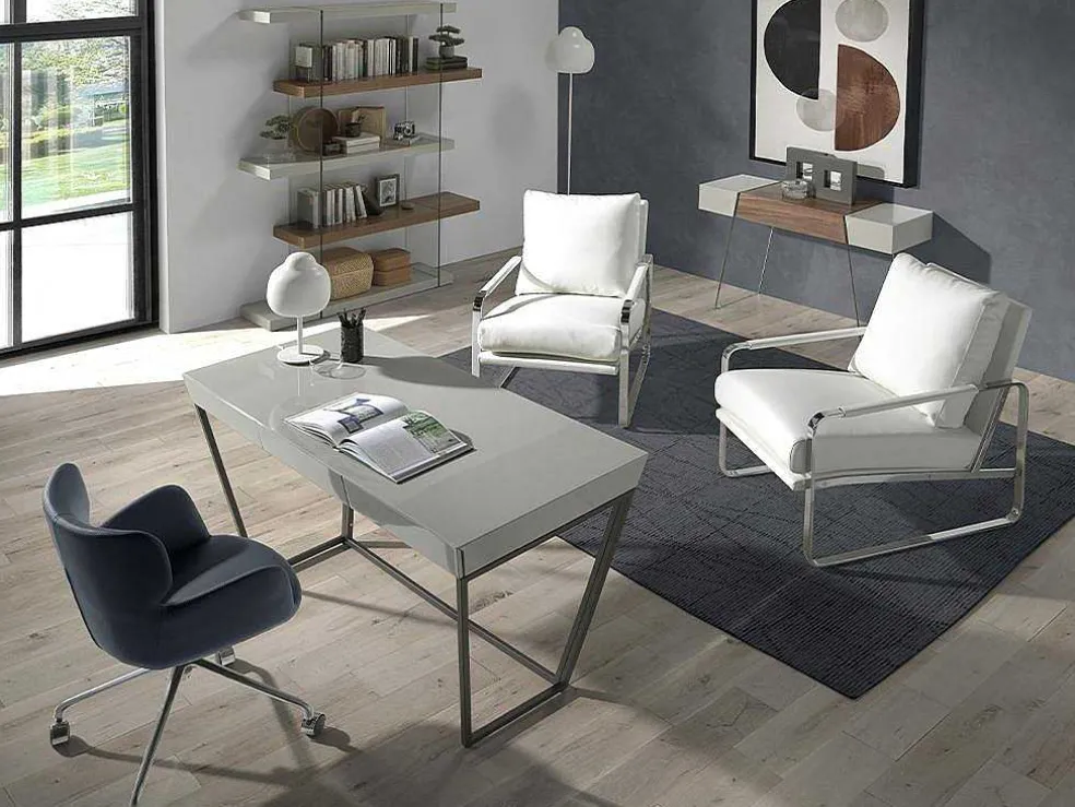 Witte Eco-Lederen Gestoffeerde Fauteuil 5026 Angel Cerda