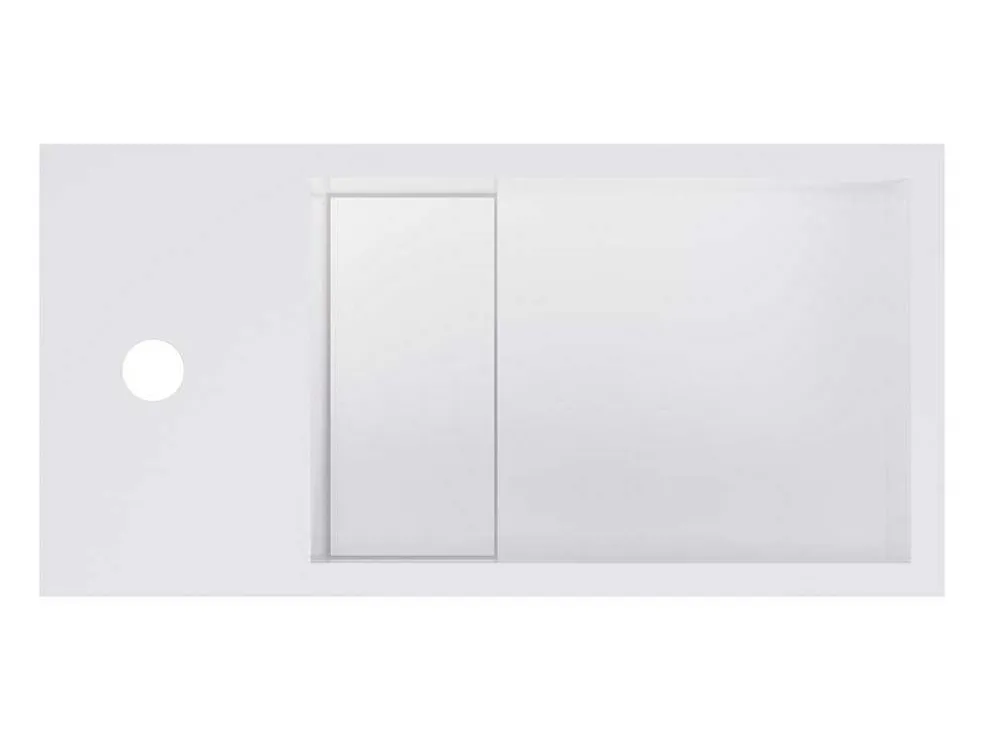 Witte Hangende Wastafel Van Solid Surface Met Nis - Kraan Links - 40 Cm - Pumori
