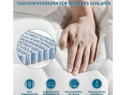 90 X 200 Cm Matras Met 7-Zone Pocketveren En Hr-Foam, 25 Cm Dik - Merax