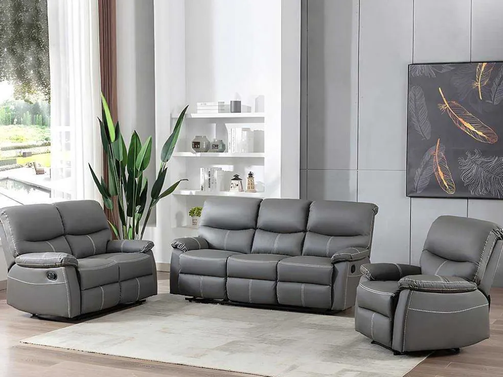 3+2 Zitsbank In Grijze Kunstleer - Canby