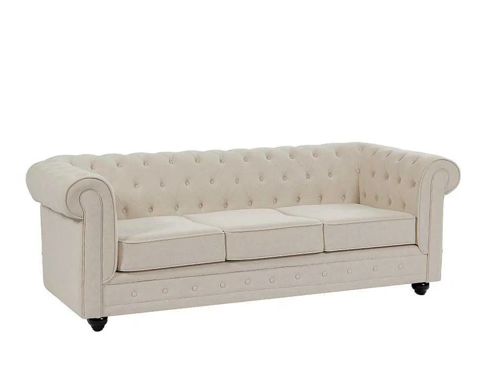 3-Zitsbank Van Beige Stof Chesterfield